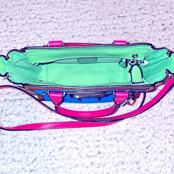 Coach Swagger 21 Rainbow Colorful Color Block Satchel Crossbody Purse Bag - Picture 14 of 16